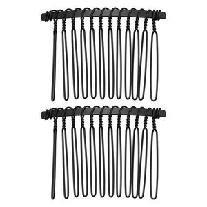 2 Pcs No Slip Hair Side Combs Accessories Metal Black 2"